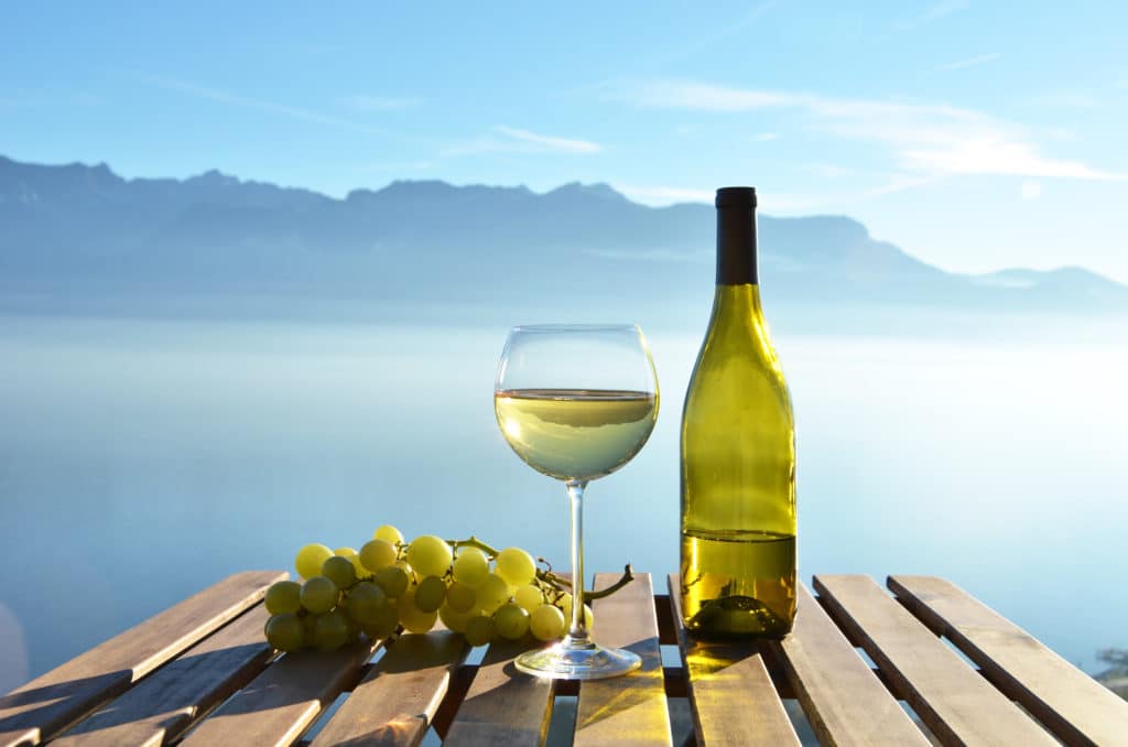 white wine with grapes